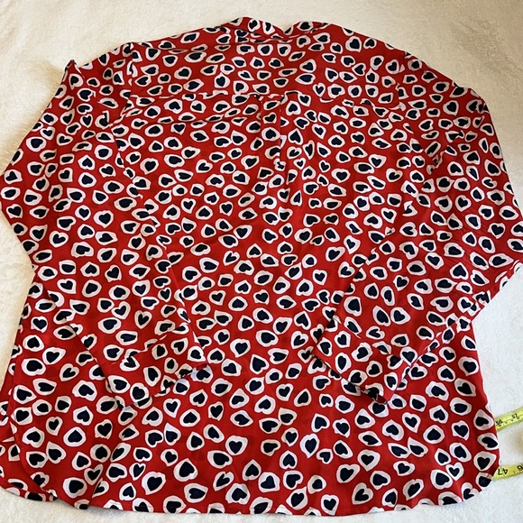 J. Crew red heart print long sleeve blouse shirt size 16 T - Picture 8 of 16